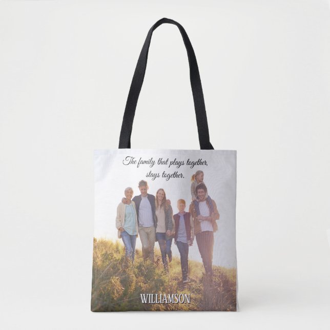 Bolsa Tote Família Que Reproduz Foto Personalizada (Frente)
