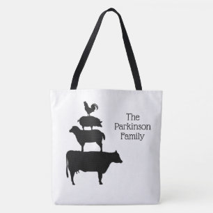 Bolsa Tote Família Silhouette de Animais de Exploração