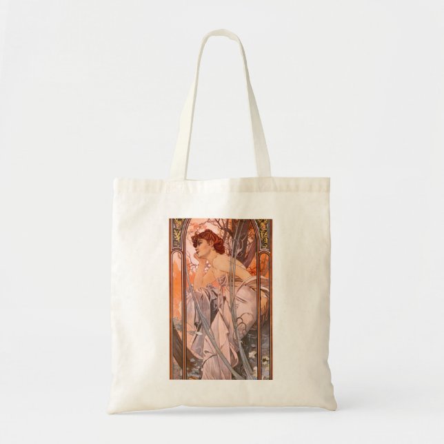 Bolsa Tote Fantasia da noite de Alphonse Mucha (Frente)