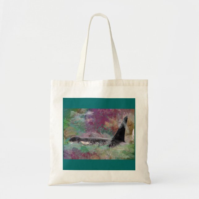 Bolsa Tote Fantasia da nuvem do Orcinus da baleia da orca (Frente)
