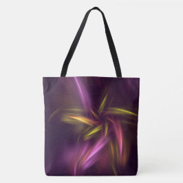 Bolsa Tote Fantasia de Abstrato de Flores Roxas