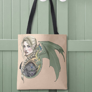 Bolsa Tote Fantasia de Dragão Guerreiro Elfo