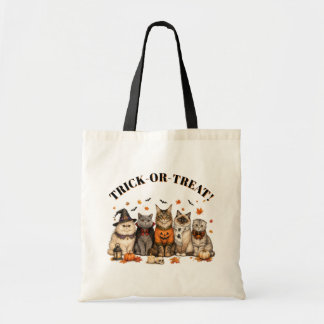 Bolsa Tote Fantasia de Halloween de Gatos Fofos Truque ou Tra
