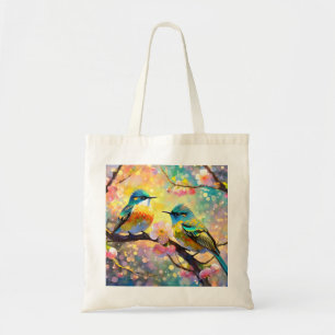 Bolsa Tote Fantasia do Nascer do Sol com Flor de Cerejeira e