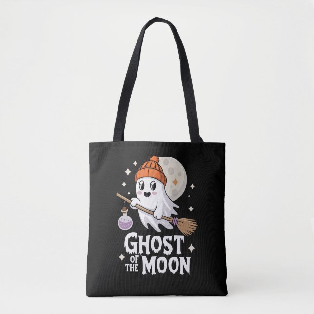 Bolsa Tote Fantasma Bonita do Halloween da Lua (Frente)