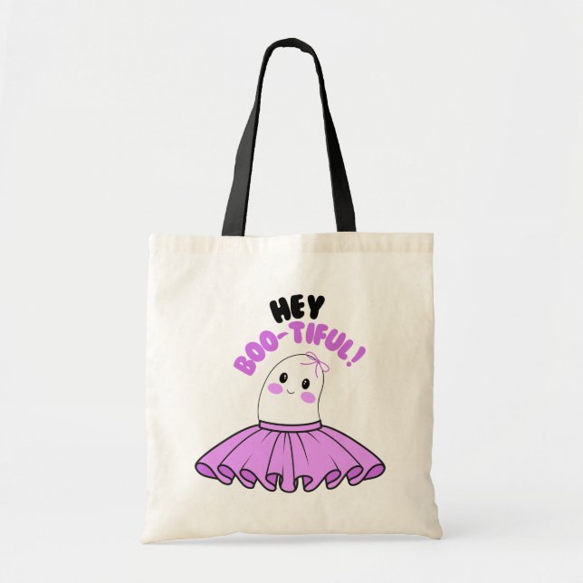 Bolsa Tote Fantasma com saia roxa e boo bonitos! Dia das Brux (Frente)