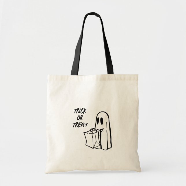 Bolsa Tote Fantasma com Truque de Saco ou Trate a Sacola de T (Frente)