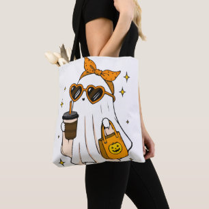 Bolsa Tote Fantasma da Temporada Assustadora Fofa com Café Ge
