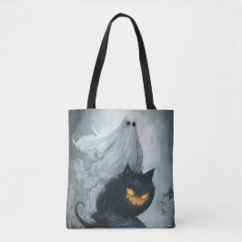 Bolsa Tote Fantasma das Halloween Andando a Gato Negro