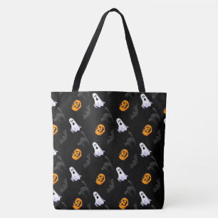 Bolsa Tote Fantasma das Halloween, Pumpkins e Gatos Negros