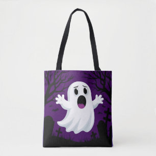 Bolsa Tote Fantasma de Desenho Adorável no Halloween Assustad