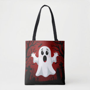 Bolsa Tote Fantasma de Desenho Adorável no Halloween Assustad