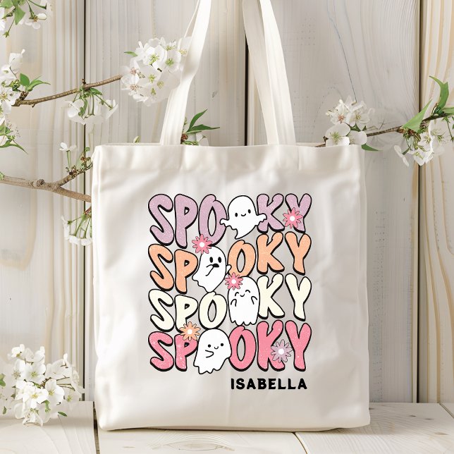Bolsa Tote Fantasma de Halloween de Spooky Repetite Bonito Pe (Criador carregado)