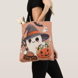Bolsa Tote Fantasma de Halloween Fofo no Estilo Kawaii
