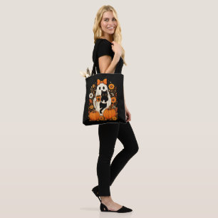 Bolsa Tote Fantasma de Halloween Groovy segurando Floral de G