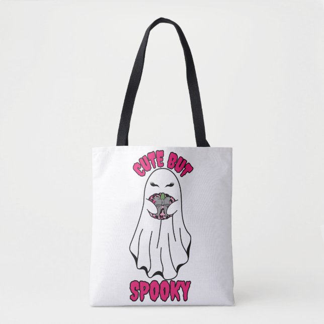 Bolsa Tote Fantasma do Halloween bonito mas assustador segura (Frente)