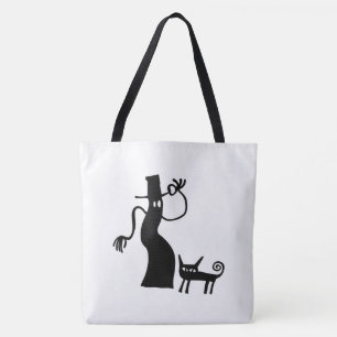 Bolsa Tote Fantasma e Gato Whimsical