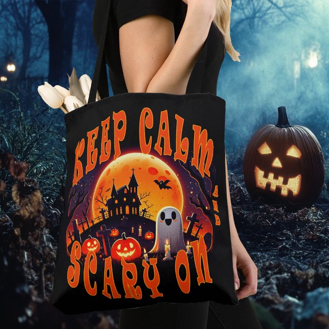 Bolsa Tote Fantasma e Lanternas bonitinhos do Halloween (Criador carregado)