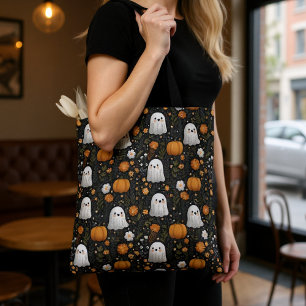 Bolsa Tote Fantasma e Pumpkin Cute Spooky, no Dia das Bruxas