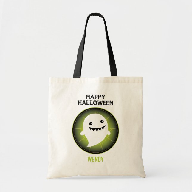 Bolsa Tote Fantasma feliz o Dia das Bruxas (Frente)
