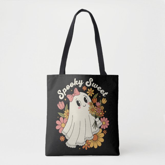 Bolsa Tote Fantasma Floral Doce e Assustador (Frente)