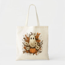 Fantasma Fofo Com Abóbora E Flores De Outono – Hal