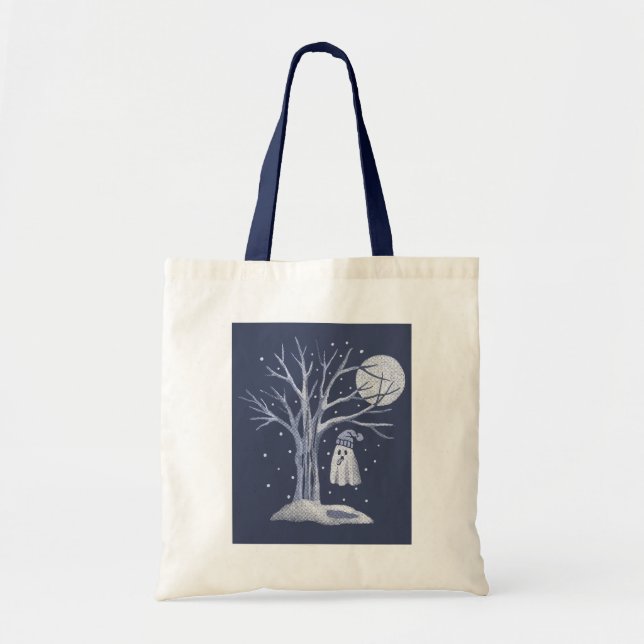 Bolsa Tote Fantasma fofo provando neve fresca (Frente)