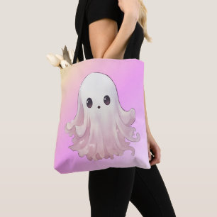 Bolsa Tote Fantasma Rosa Super Fofo de Halloween