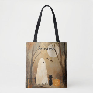 Bolsa Tote Fantasma Temperamental & Gato Preto Vintage Hallow