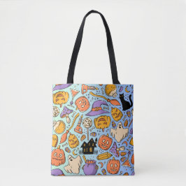 Bolsa Tote Fantasmagoria, Abóboras, Gatos & Design Assustador