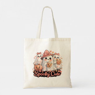 Bolsa Tote Fantasmagóricos Fantasmas Cor-de-Rosa e Abóbora de