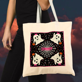 Bolsa Tote Fantasmagóricos Fantasmas de Halloween Teia de Ara