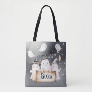 Bolsa Tote Fantasmas Adoráveis em Aquarela BOO Amigos Assusta