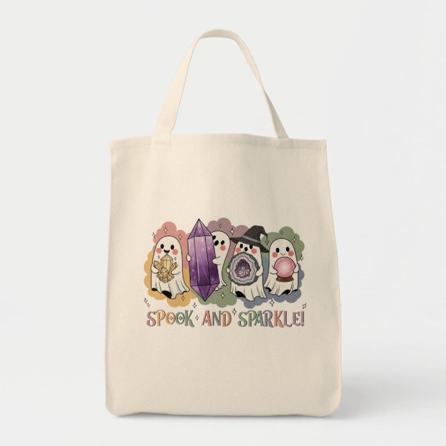 Bolsa Tote Fantasmas bonitos cristalinos Halloween Magia (Frente)