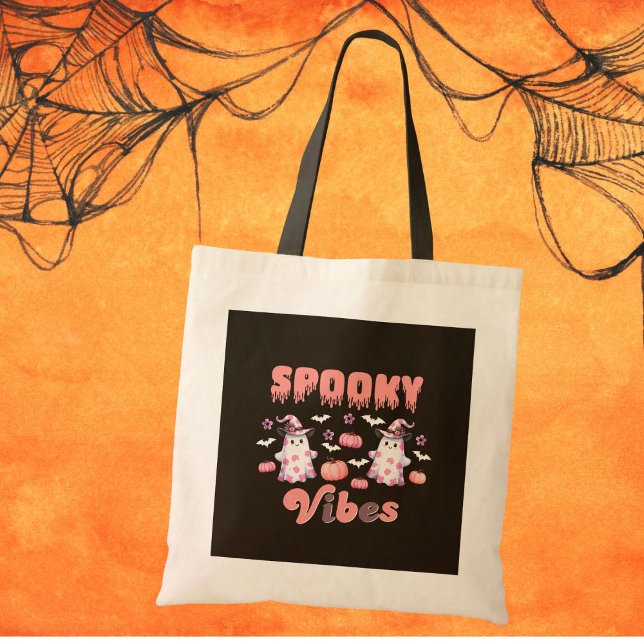 Bolsa Tote Fantasmas bonitos Retro Halloween (Criador carregado)