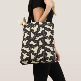 Bolsa Tote Fantasmas Cremosos - padrão de Halloween.