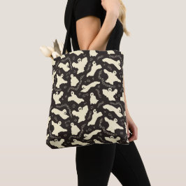 Bolsa Tote Fantasmas Cremosos - padrão de Halloween.