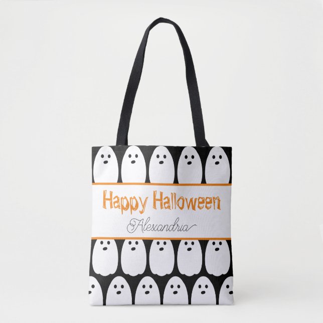 Bolsa Tote Fantasmas Cute Personalizados do Halloween (Frente)