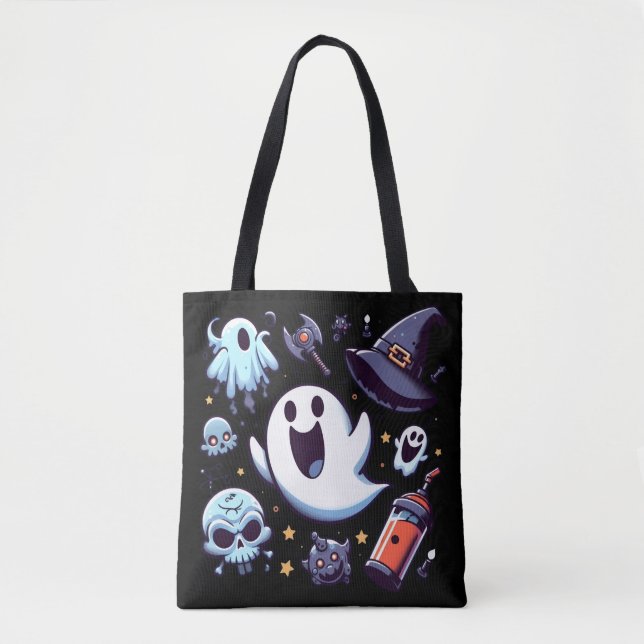Bolsa Tote Fantasmas Felizes & Diversão Assustadora de Hallow (Frente)
