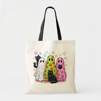 Bolsa Tote Fantasmas Fofos e Gatos Pretos
