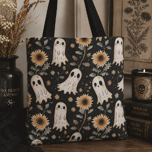 Bolsa Tote Fantasmas Góticos de Verão & Girassóis Floral Assu