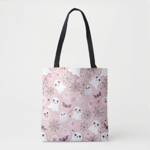 Bolsa Tote Fantasmas Rosa e Elementos do Dia das Bruxas Sem F