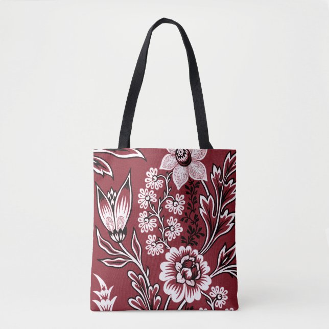 Bolsa Tote Fantastic Flowers (Maroon) Fine Art (Frente)