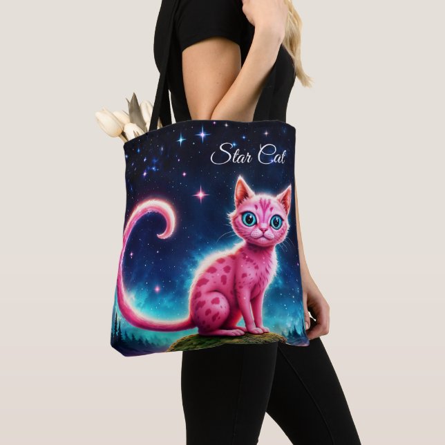 Bolsa Tote Fantástico animal rosa e bonito no vale estrelado  (Close Up)