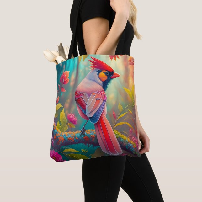 Bolsa Tote Fantasy Birds Male Cardinal (Close Up)