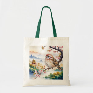 Bolsa Tote Fantasy Blossom de Ave Chinês Bonito