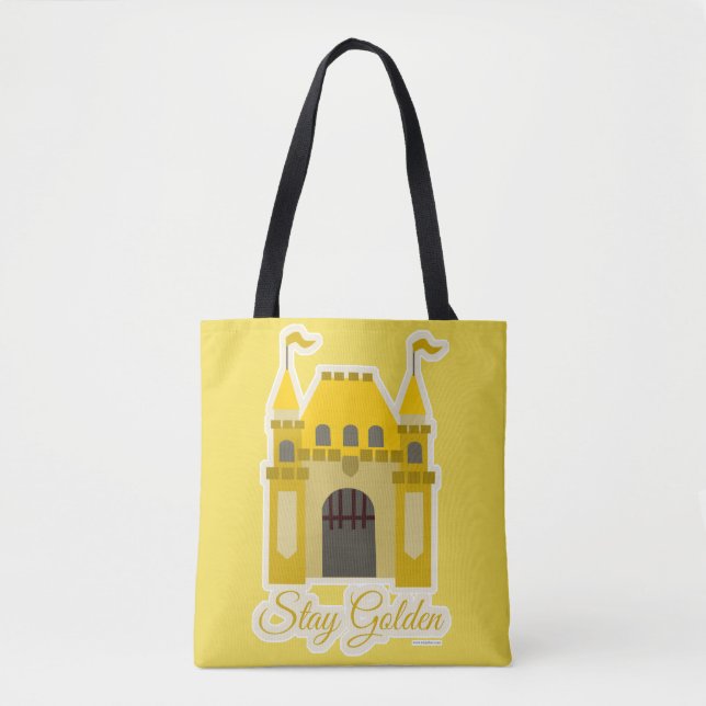 Bolsa Tote Fantasy Castle Toon Motto, Ouro Fantasia (Frente)