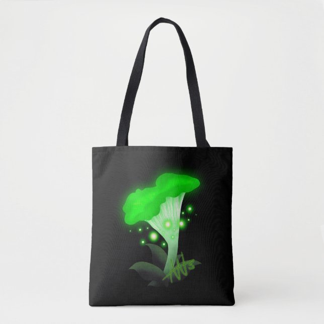 Bolsa Tote Fantasy Chanterelle Glossudo Cogumelo Verde (Frente)