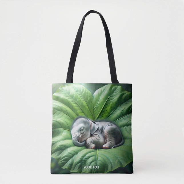Bolsa Tote Fantasy Cute Baby Elephant Leaf (Frente)