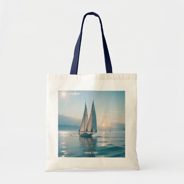 Bolsa Tote Fantasy Cute Boat Sea Sun (Frente)